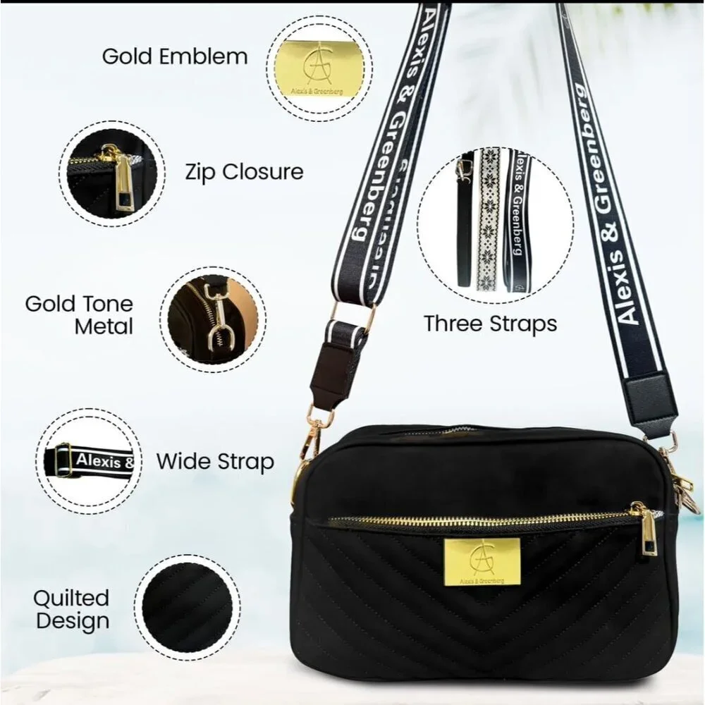 Crossbody Bag Women Vegan Leather 3 Straps Small Shoulder Purse Trendy